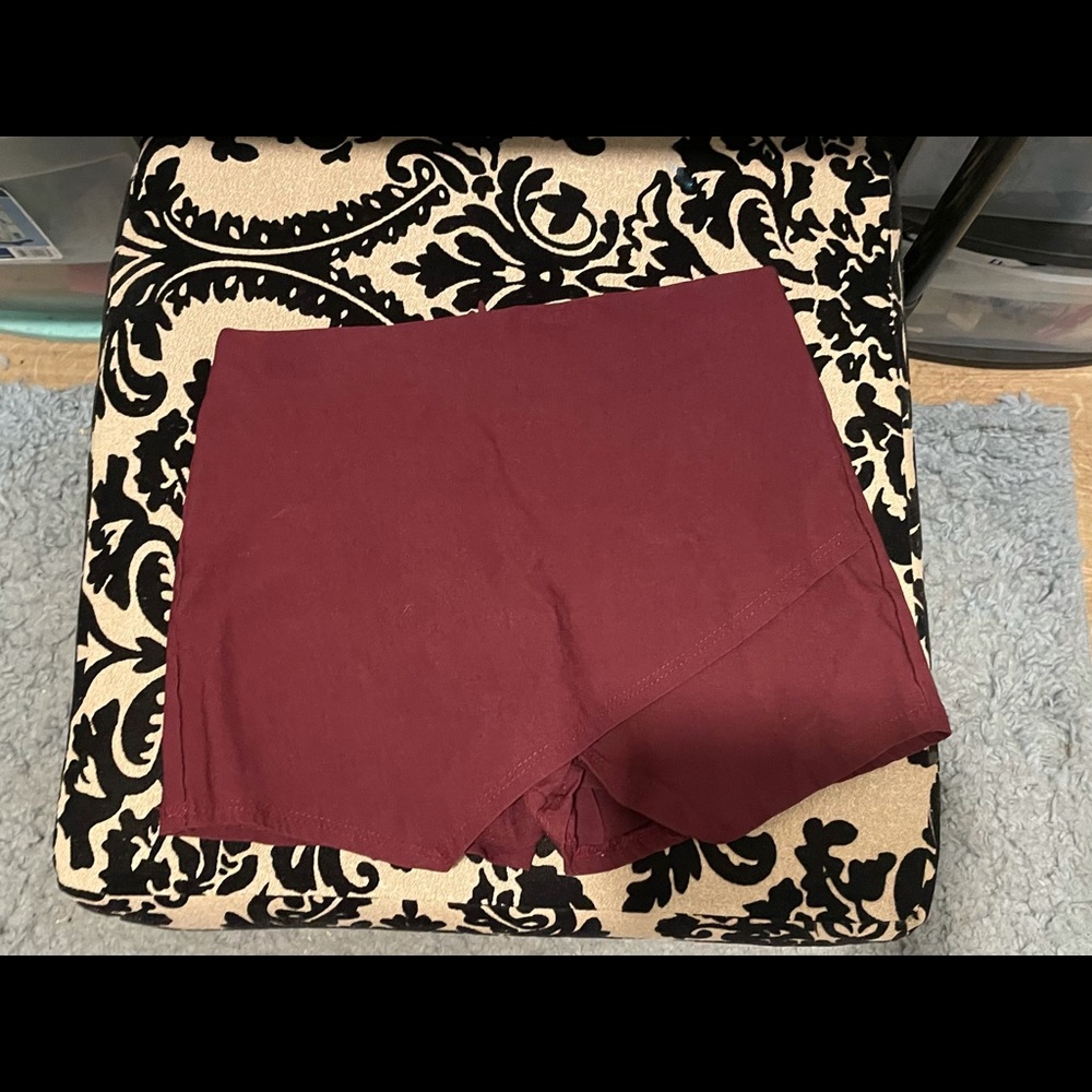 Maroon asymmetrical skort